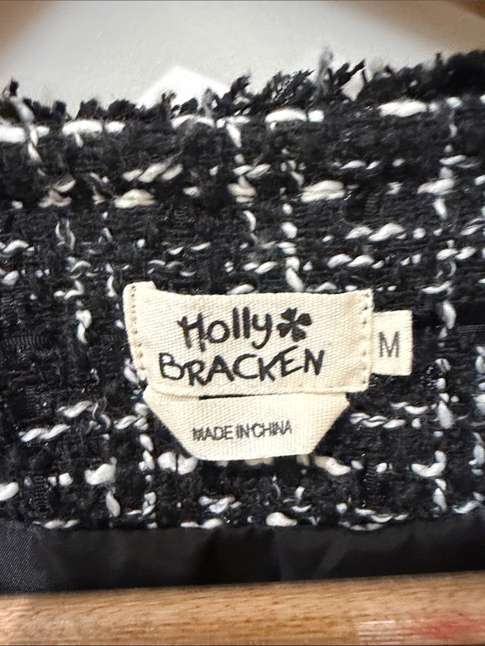 Molly Bracken Black and White Tweed Rhinestone -Button Cropped Jacket - Picture 2 of 4